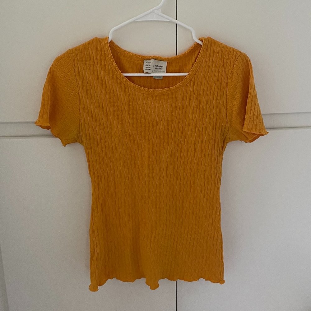 Anthropologie Textured Mustard T-Shirt